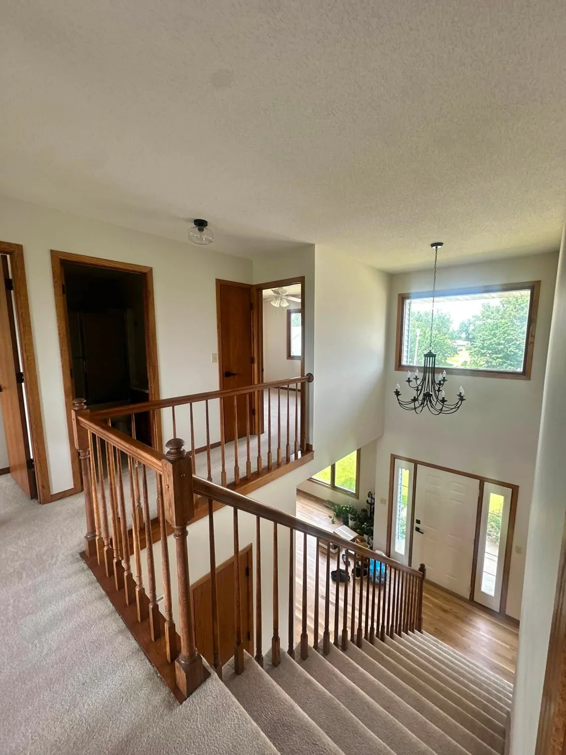 Clean upstairs landing and stair railing