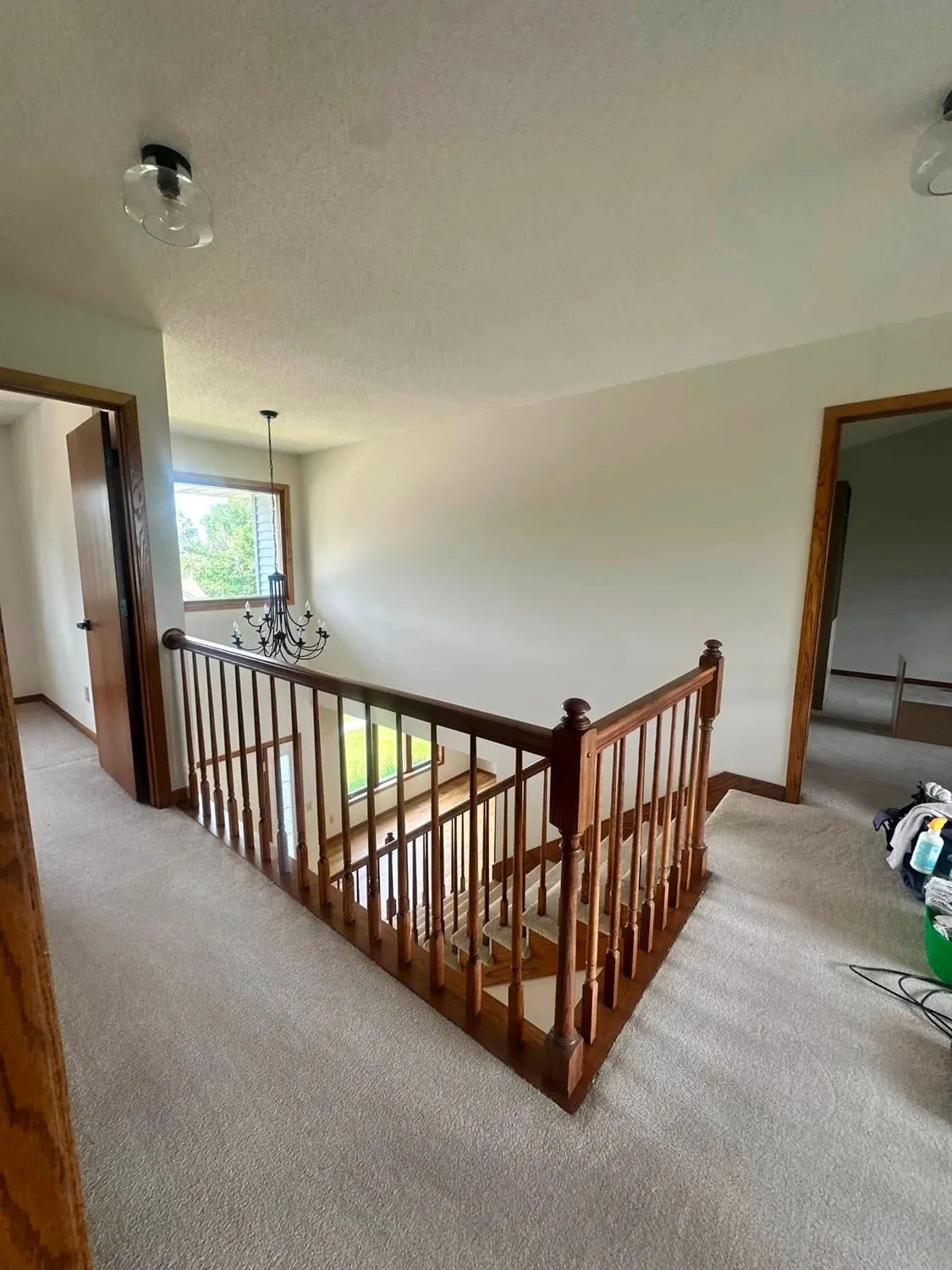 Fresh stairwell and upstairs hallway